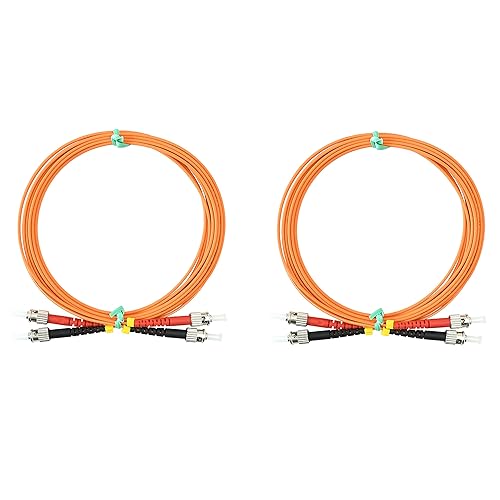 Paquete de 2 cables de conexión de fibra óptica ST a ST multimodo OM1 dúplex 62.5/125µm, cable de fibra óptica 1G/10G, ST-ST de 3.3 ft (3.2 pies),