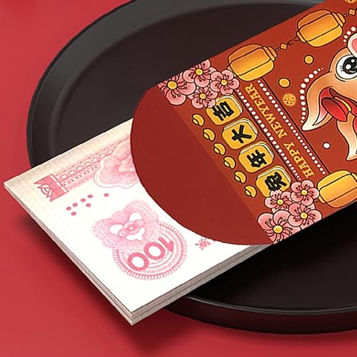 Miniatura 6 de Honrane 6 sobres rojos de Año Nuevo chino sobres de dinero de la suerte sobres de bolsillo rojo del año del conejo sobre rojo de Año Nuevo sobres