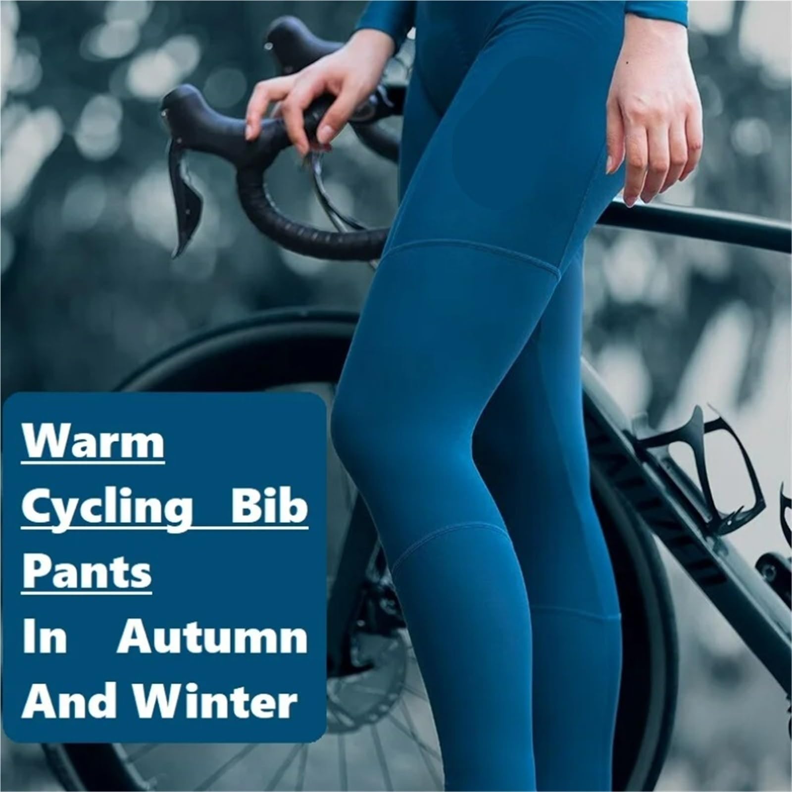 Fleece Rad Trägerhose Damen-Radhose, Winter-Thermofleecehose, mit Trägern, hohe Elastizität, lang