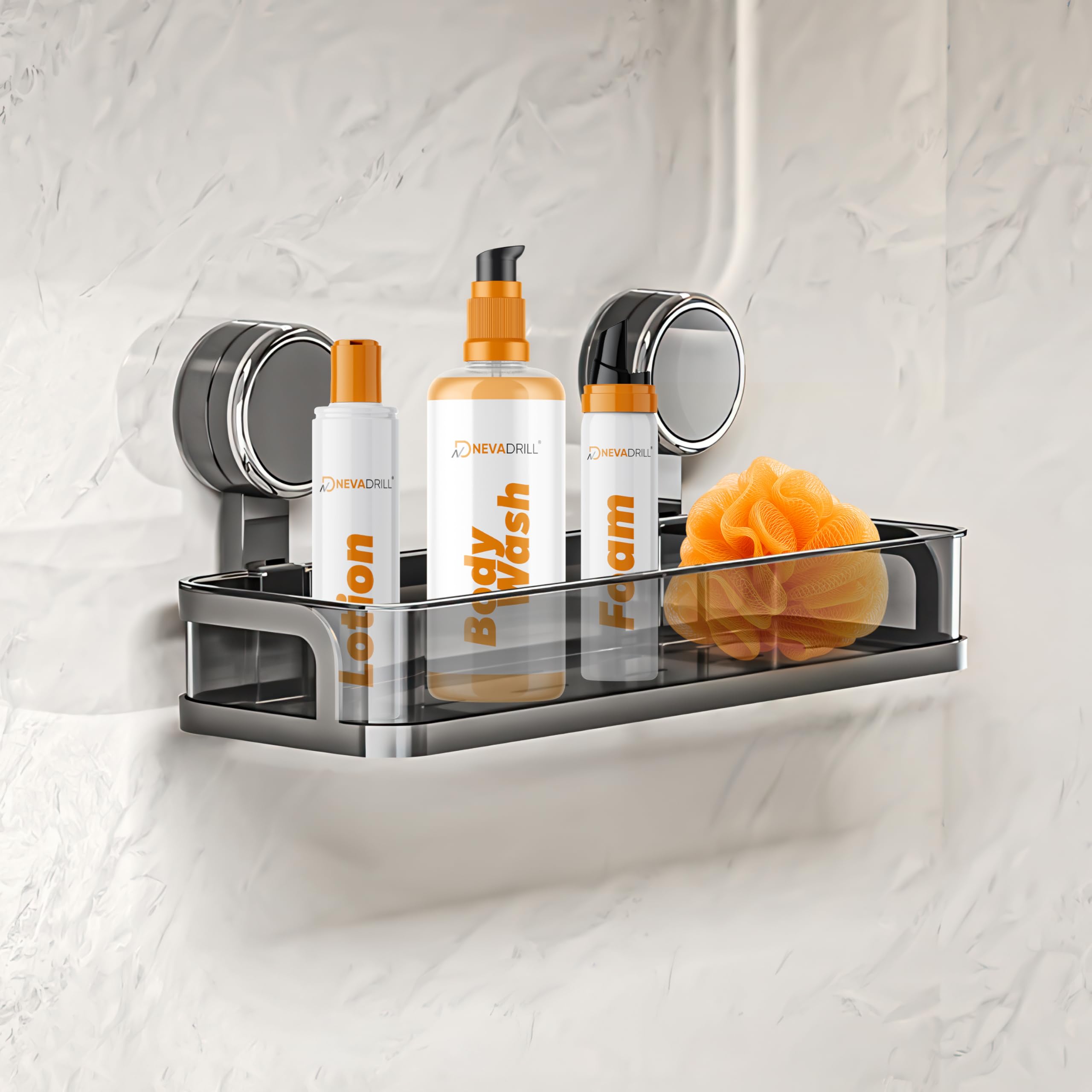 Shower Caddy Wall Mounted, Easy Twist & Lock Vacuum Grip with Adhesive Base, No Drill Bathroom Shelf Organizer for Shampoo, Soap & Toiletries – Space-Saving Design (1-Pack) (Black, 30 CM)-image-27