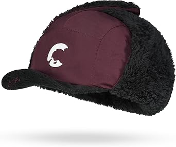 CLAPE Winter Baseball Cap with Ear Flaps, Water-Repellent Short Brim Plaid Fleece Lined Winter Hat for Cold Weather