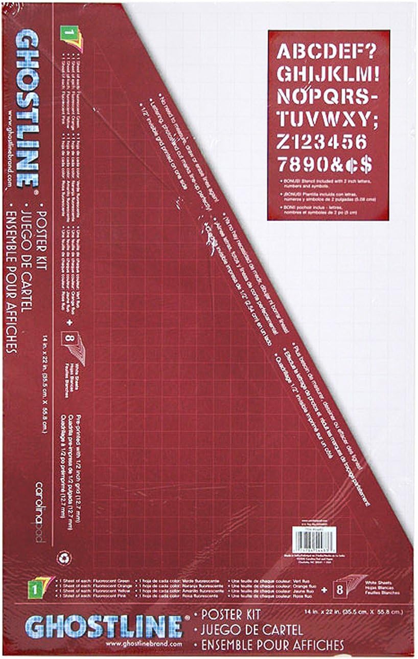 Ghostline Poster Board Kit, 5 Assorted Colors / 13 Pieces, 14" x 22", 13 Pieces