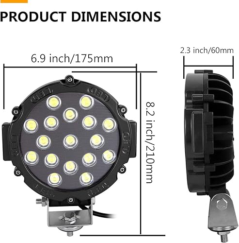 Miniatura 3 de AUXTINGS Barra de luz LED de 7 pulgadas de 51 W, haz de inundación LED para todoterreno, luz de trabajo para Jeep todoterreno, vehículos 4x4 Atvs