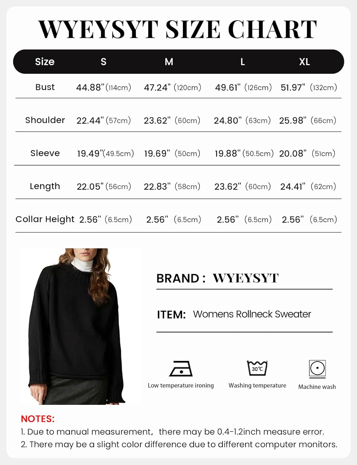 Wyeysyt Women's Oversized Rollneck Sweater Chunky Cable Knit Soft Pullover Sweater Fall Winter Casual Knitwear - Image 8