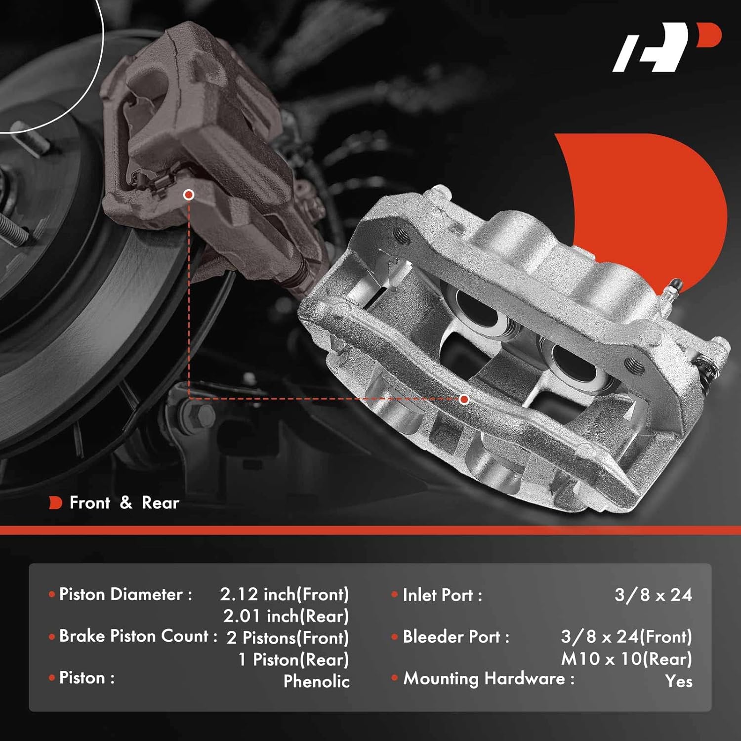 A-Premium Disc Brake Caliper Assembly Compatible with Select Ford and Lincoln Models - for F-150, Mark LT 2010-2011 - Front and Rear Driver and Passenger Side