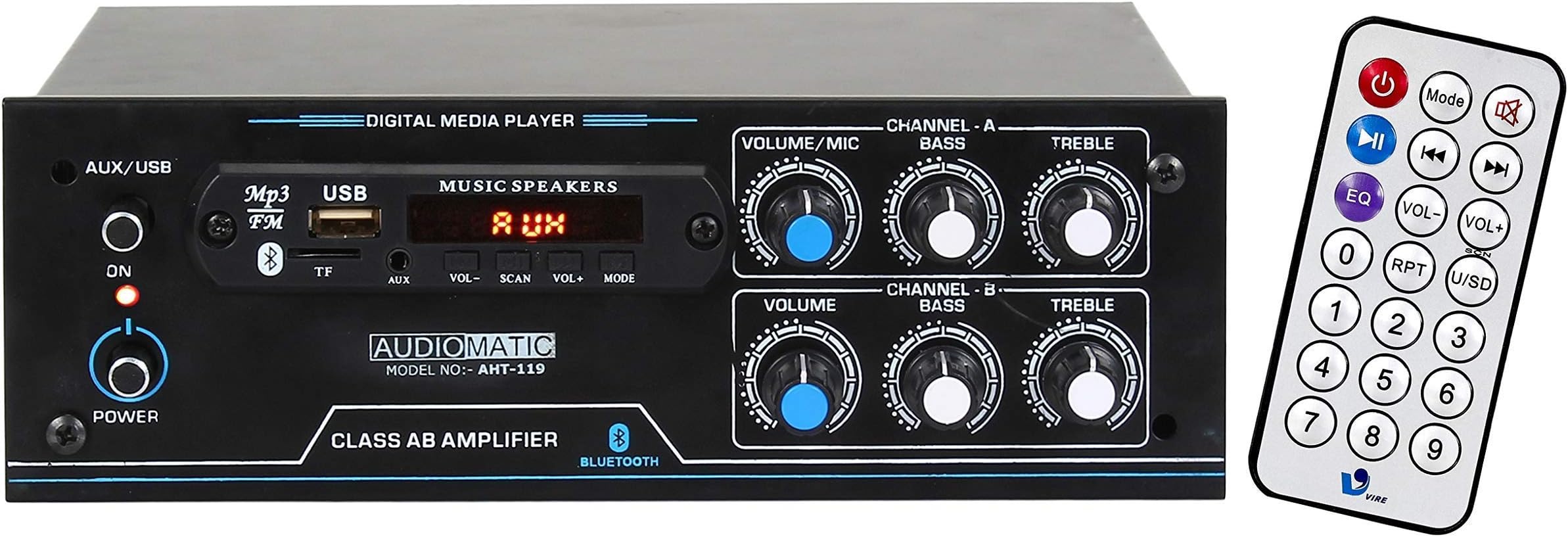 AudioMatic AHT-119 - 4 Channel Home DJ Amplifier with Bluetooth, FM & USB Player 5500W PMPO
