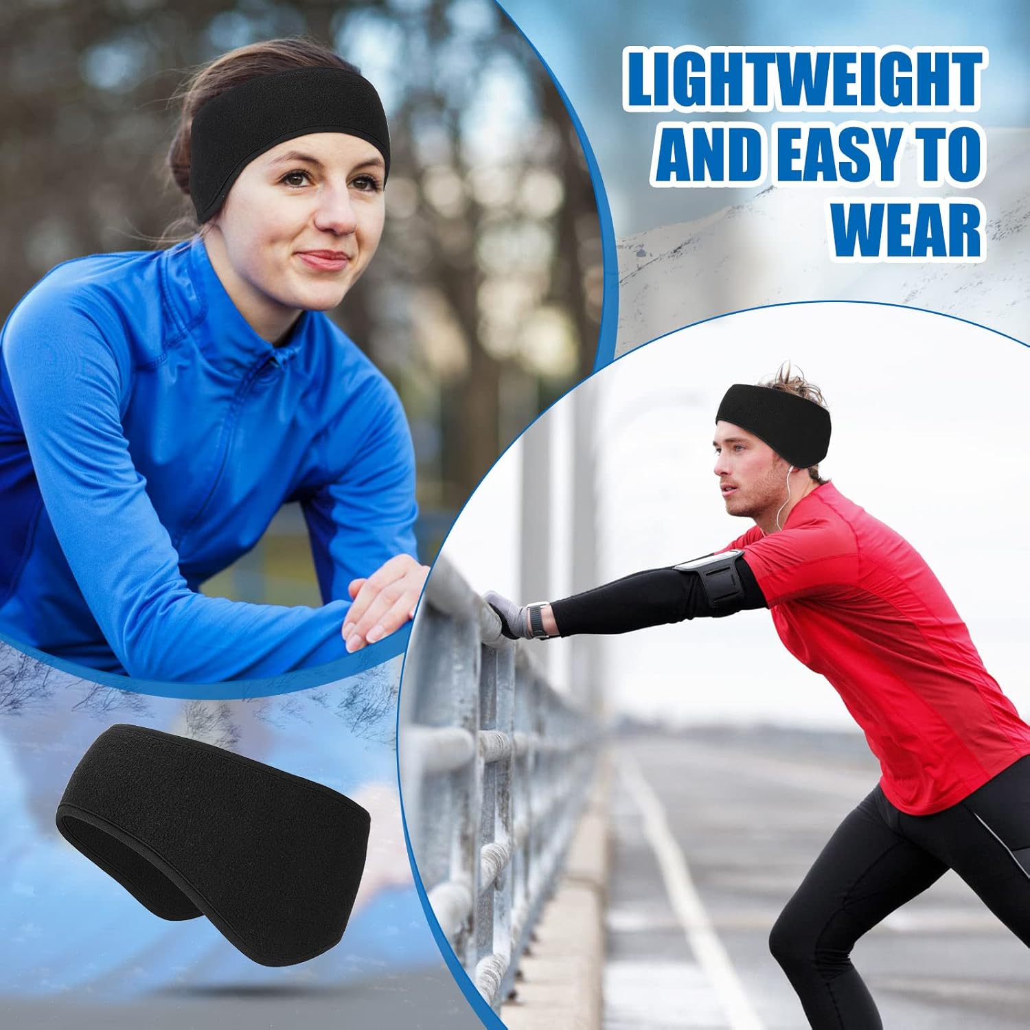 Handepo 50 Pieces Ear Warmers Headband Winter Ear Muffs Black Fleece Ear Warmers Headband for Women Men Sports Running Cycling Skiing - Image 5