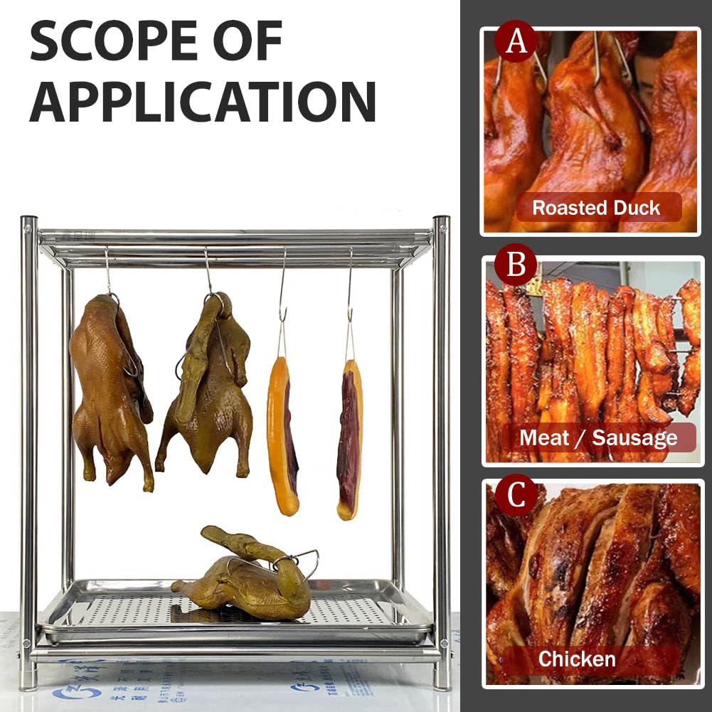 Griglia per arrosto in acciaio inox per salumi e anatra, griglia per asciugare la carne con 10 ganci, accessorio essenziale per cucine moderne