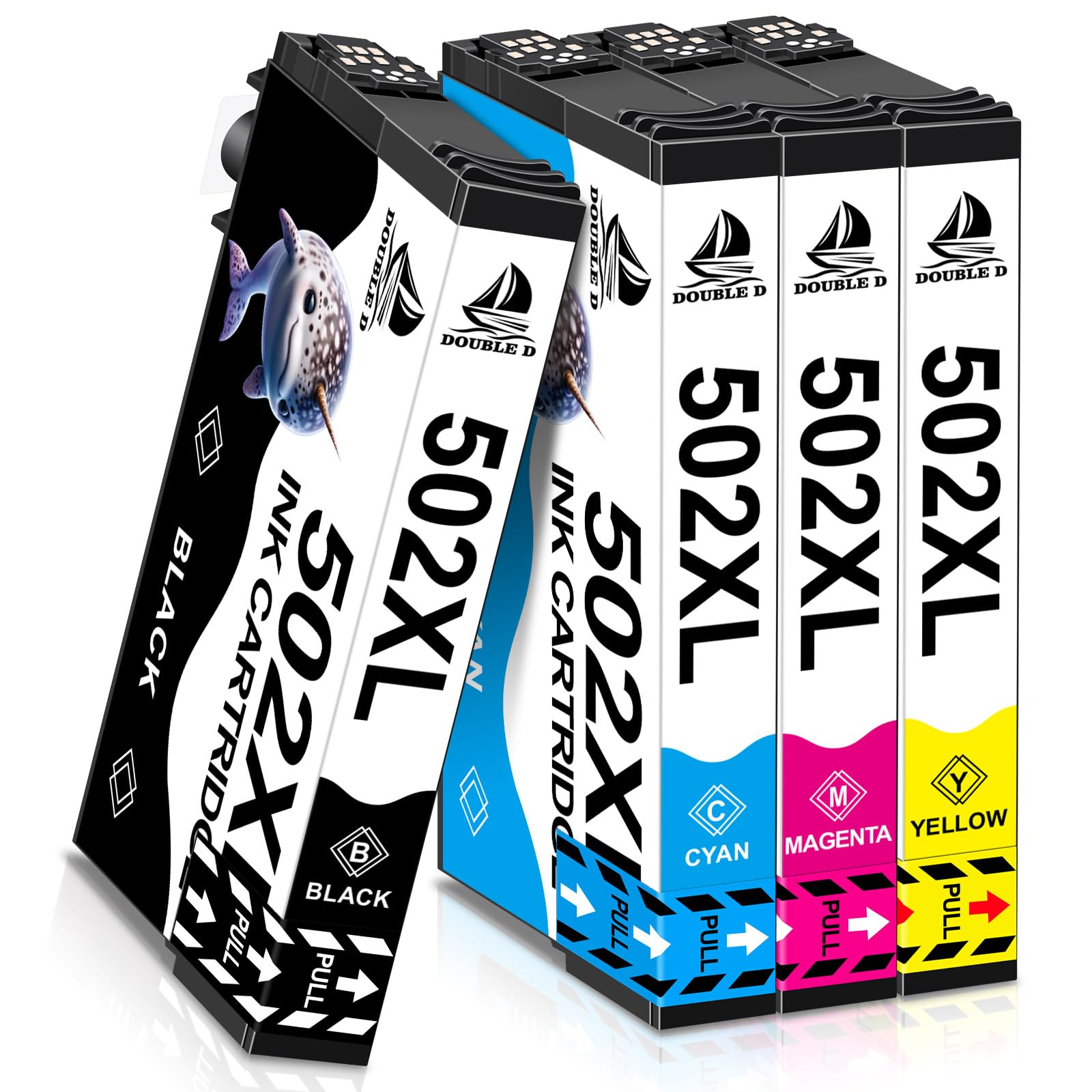 DOUBLE D 502XL Ink Cartridges for Epson 502 502XL Ink Multipack, Work for Epson Expression Home XP-5100 XP-5105 XP-5150 XP-5155 Workforce WF-2860 WF-2865 WF-2880 WF-2885 Printer, 4 Pack