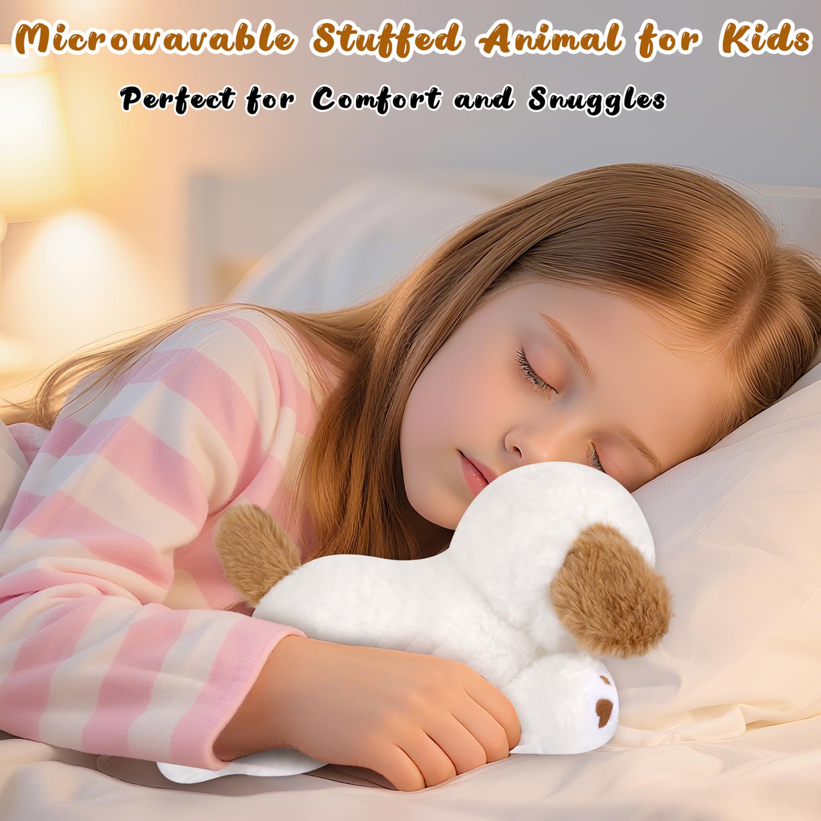 MUFEIRUO White Dog Stuffed Animals,10 in White Dog Plush Stuffed Animals,Heatable Puppy Plushie Doll Toys,Microwavable Plushie for Boys Girls - Image 3