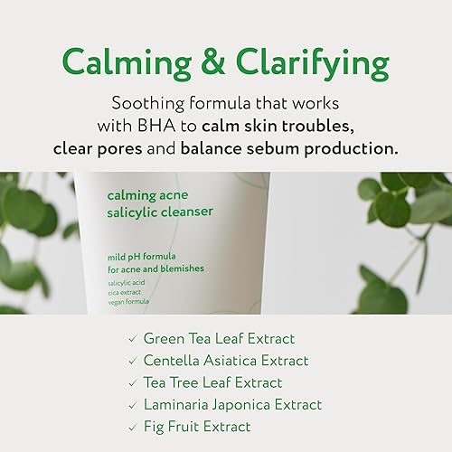 Miniatura 4 de Face Republic Limpiador calmante de ácido salicílico, 3.4 fl oz, 3.38 onzas líquidas, cuidado del acné, espuma de gel de pH bajo, calmante,