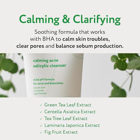 Face Republic Calming Salicylic Acid Cleanser 100ml 3.38 fl oz | Acne Care, Low pH Gel Foam | Calming, Clarifying, Oil Control | Salicylic Acid, Centella Asiatica, Tea Tree | Vegan Korean Face Wash
