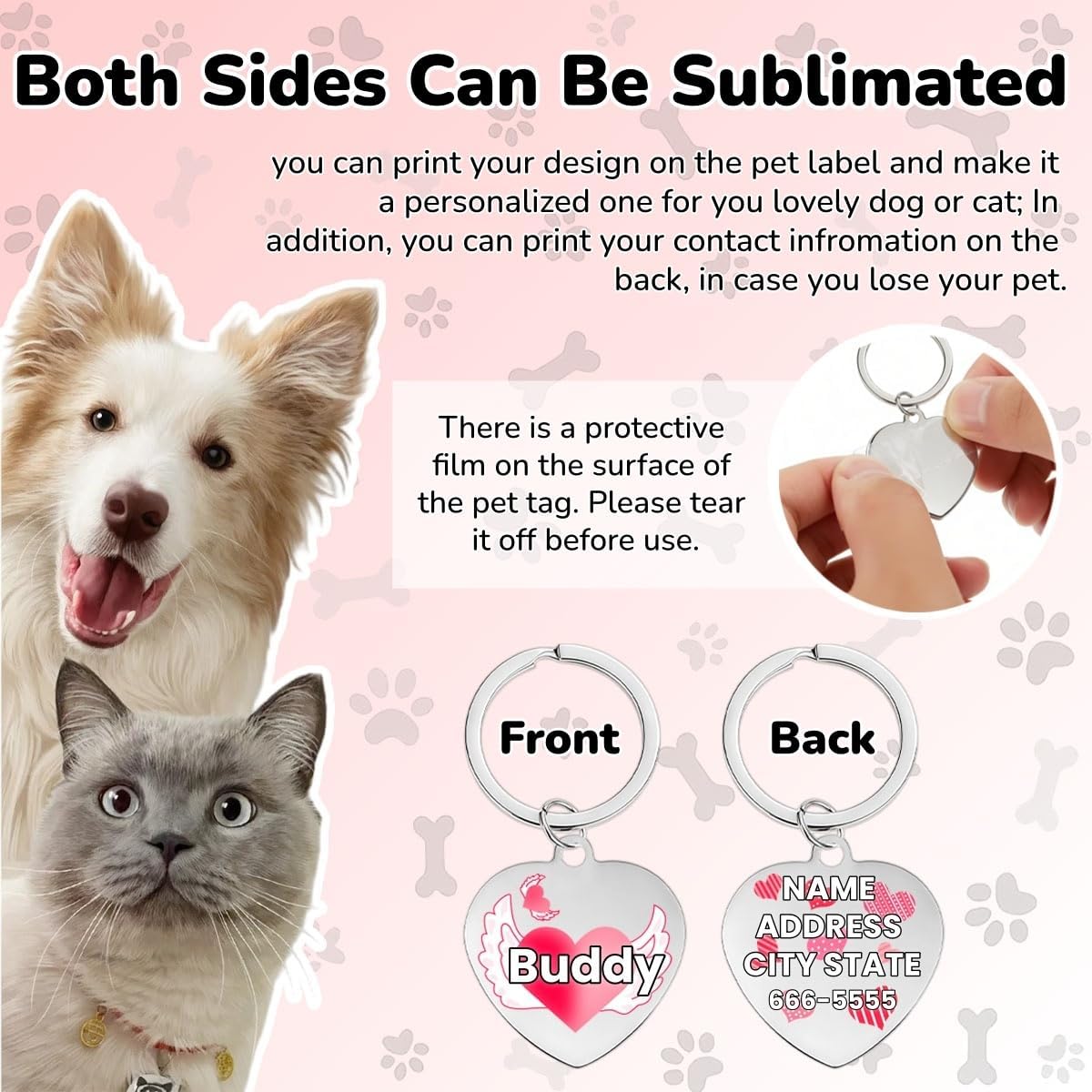 Heat Transfer Keychain Blanks Metal Pendants DIY Charms For Personalized Gifts Craft Supplies Pet Tags 10 Pcs