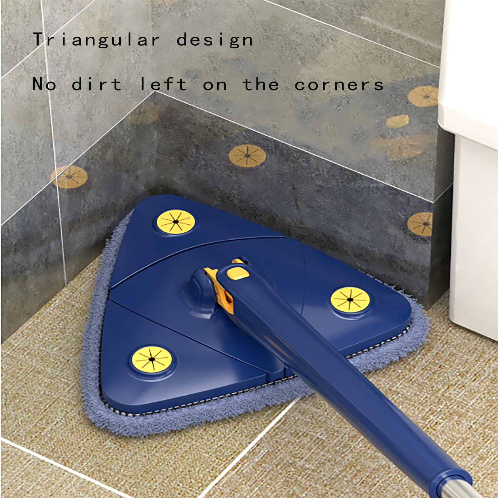 Mopa triangular giratoria con poste telescópico, escoba de limpieza de microfibra para suelos duros, ventanas, paredes y azulejos, incluye 3 paños