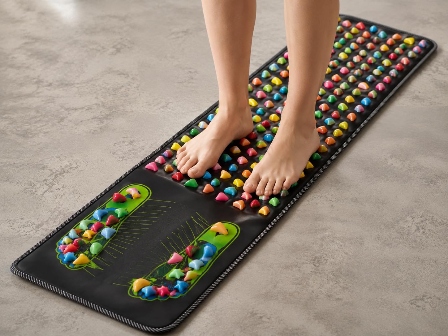Mata do Akupresury z Kolorowymi Wypustkami ABS, 138 × 34 cm, do Masażu Stóp i Relaksu, Zwijana