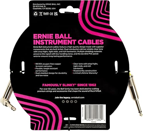 Miniatura 4 de Ernie Ball Cable de instrumento, rectorecto, 10 pies, negro (P06048)