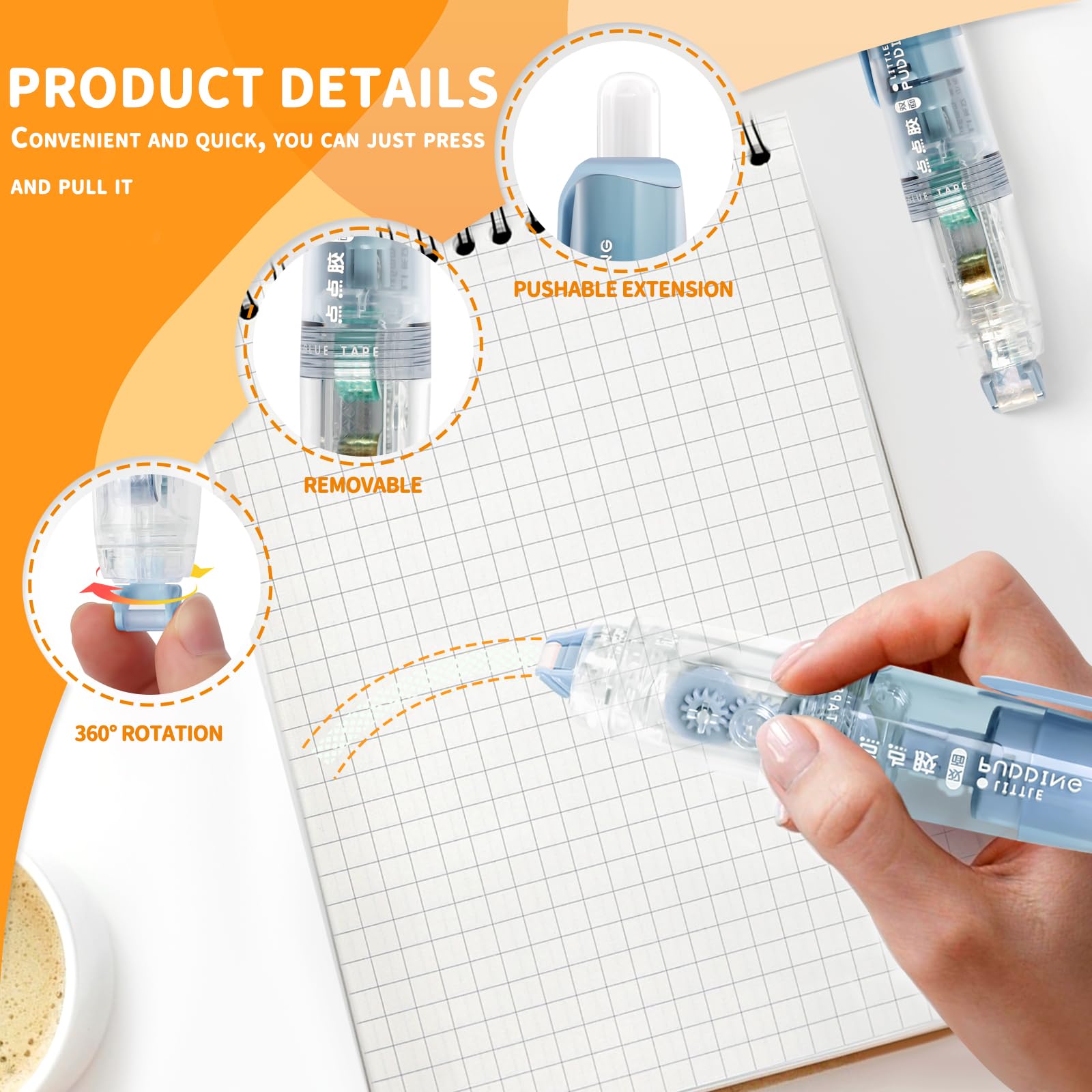 Kaluofan Double Sided Tape for Crafts - 8PCS Glue Tape, 0.2in X 16.4ft Pen Shaped Runner With 360 Rotatable Tip - Roller for Gift Wrapping, Scrapbooking Supplies, Photo