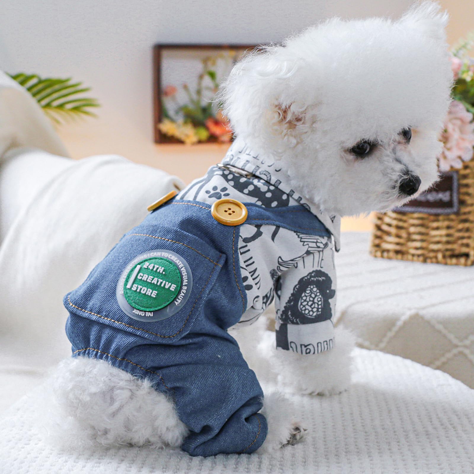 Dog Comfortable Soft Overalls Puppy Cute Sweater Shirt Corduroy Pants One-Piece Outfit Pet Stylish Winter Clothes for Small Dogs Chihuahua Dachshund