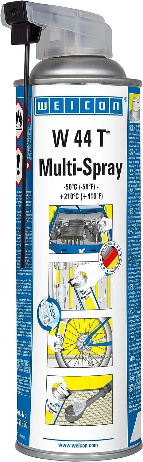W 44 T Multispray 500Ml The Multifunctional Oil Can Be USed Universally, Creeping Oil, Starter Spray, Rust Remover, Chain Spray, For Industry & Household-Extension noozle 11cm.