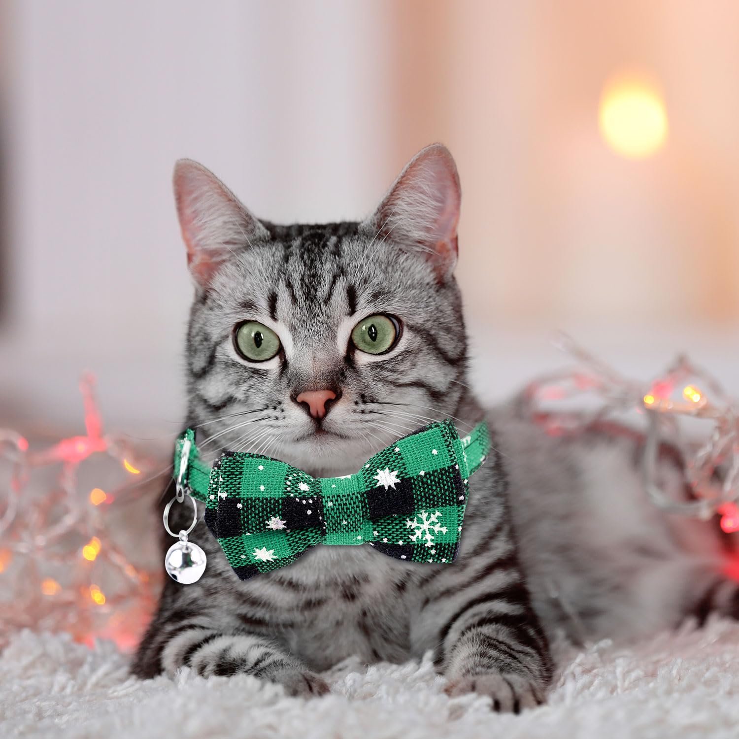 2-Pack Christmas Cat Collars With Bow Tie & Bell - Adjustable Holiday Collars For Cats & Small Dogs - View #11
