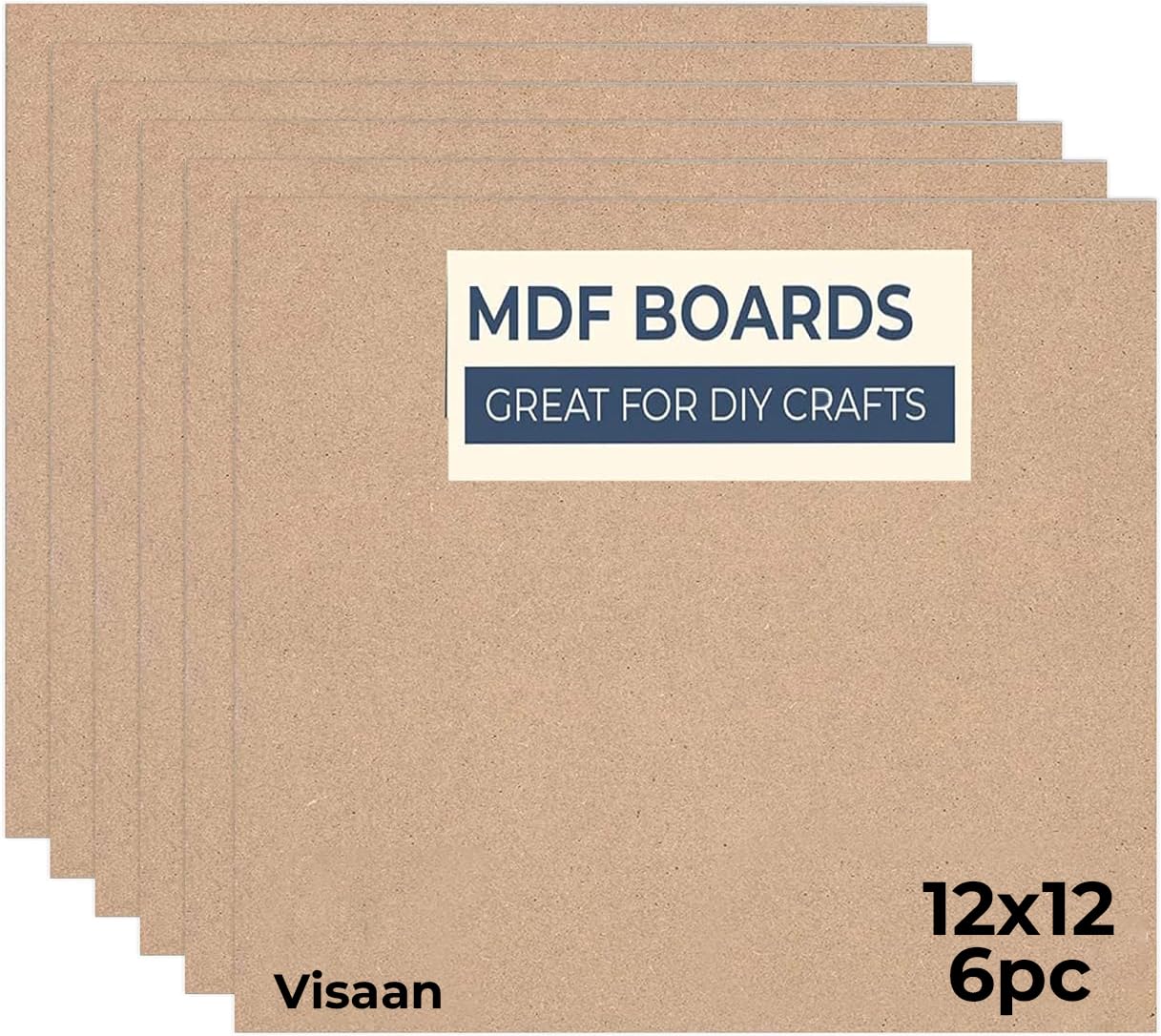 Visaan 6 Piece MDF Boards for Art and Craft, Wood MDF Sheets for Craft Work, Resin Art, Mandala Art, Pyrography, Painting, DIY MDF Cutouts Size 12X12 inch-image-22
