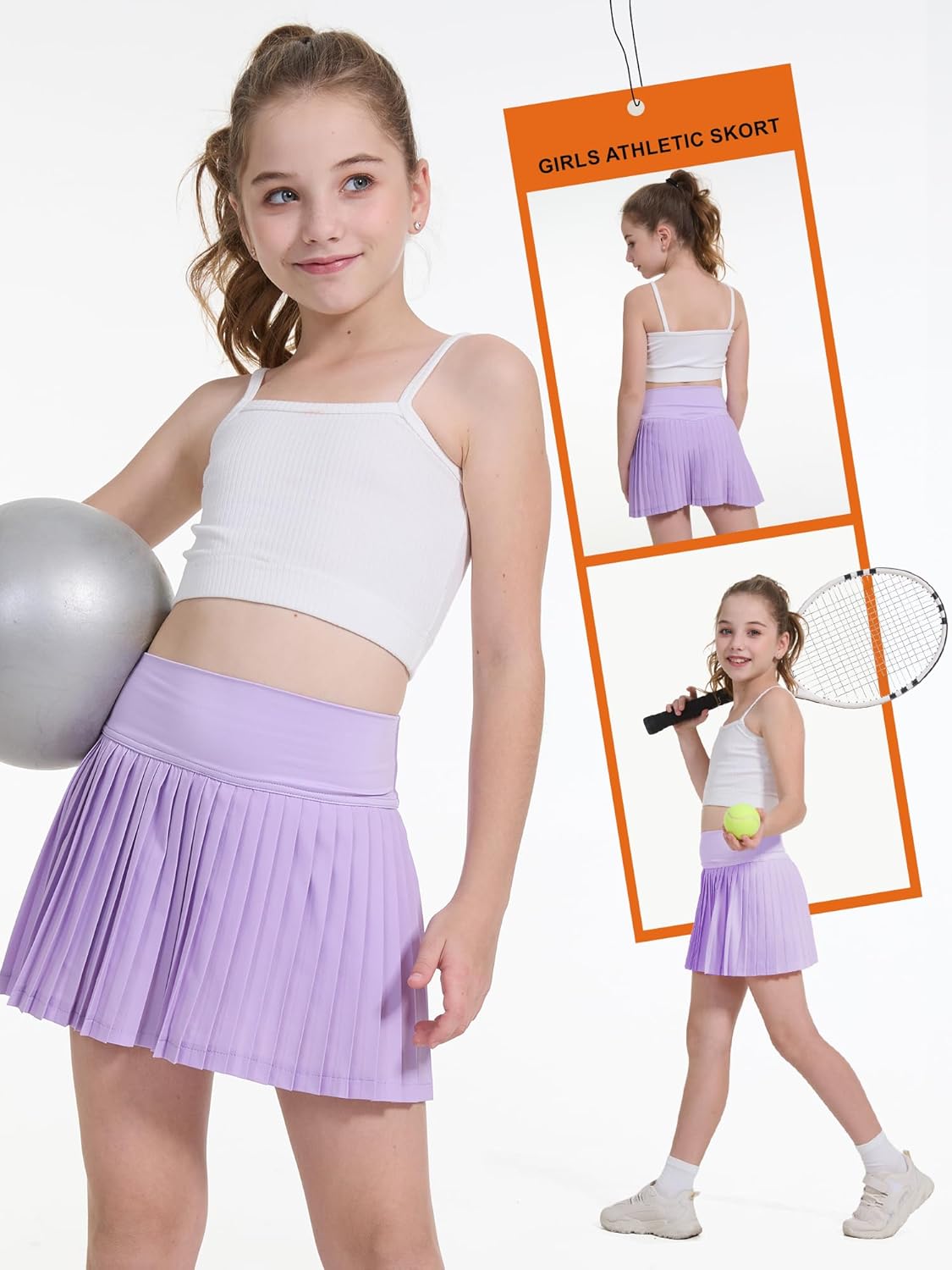 Girls Pleated Tennis Skirts with Shorts Pockets Elastic Waisted Golf Skirt Kids Athletic Skorts for Sport Running - Image 4