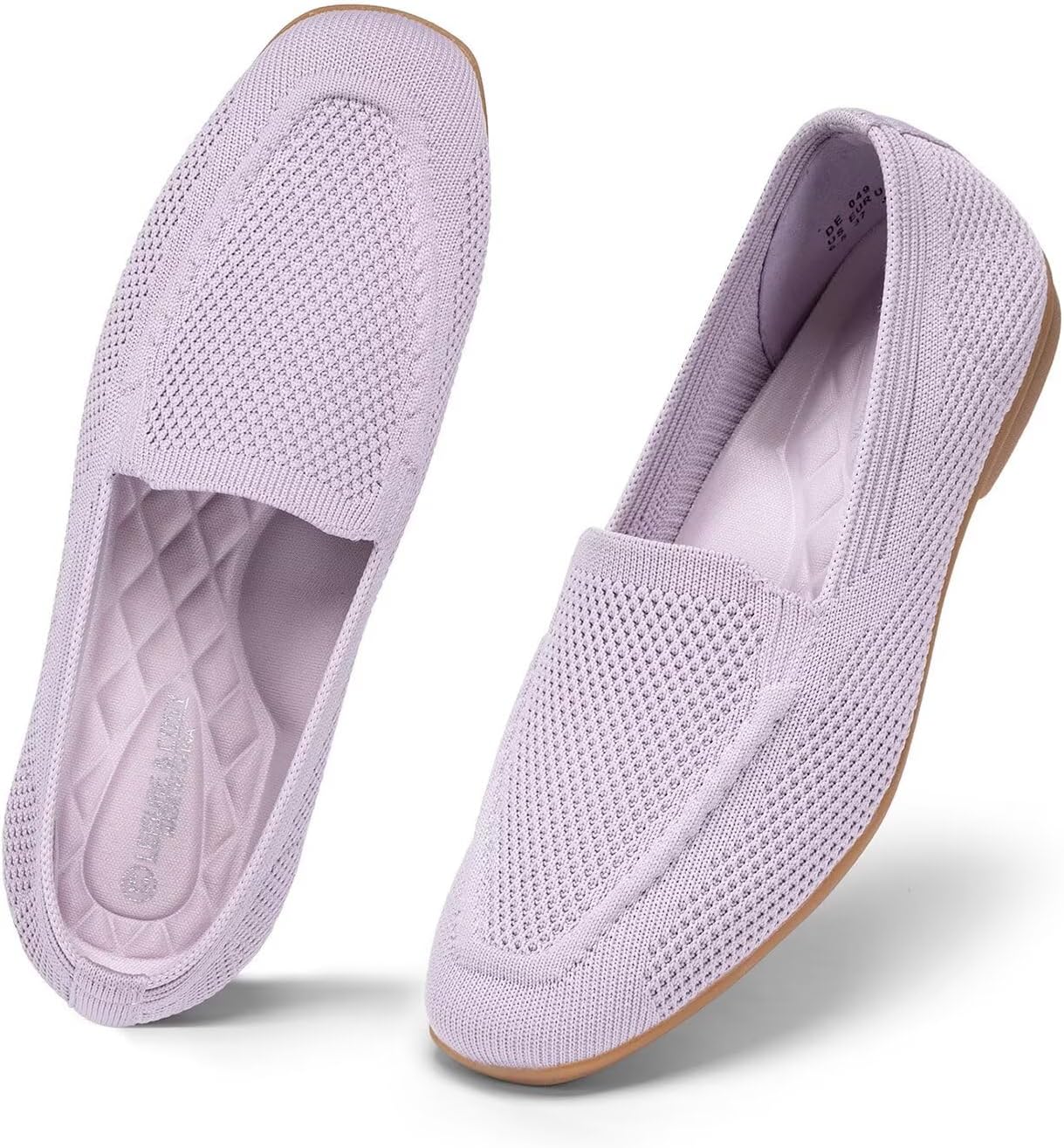 Women's Square Toe Slip-on Loafers Flats Dressy Casual Walking Penny Shoes Breathable Comfortable Knit Shoes