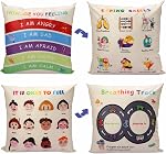 B BBPM La salle de classe doit avoir jeté des housses d'oreiller Ensemble de 2 - Coin Calme Conseiller scolaire Bureau de la santé mentale Oreiller Décor Calmez-vous Coin Produits pour la maison Enfants Velvet néerlandais 18x18 1 cm