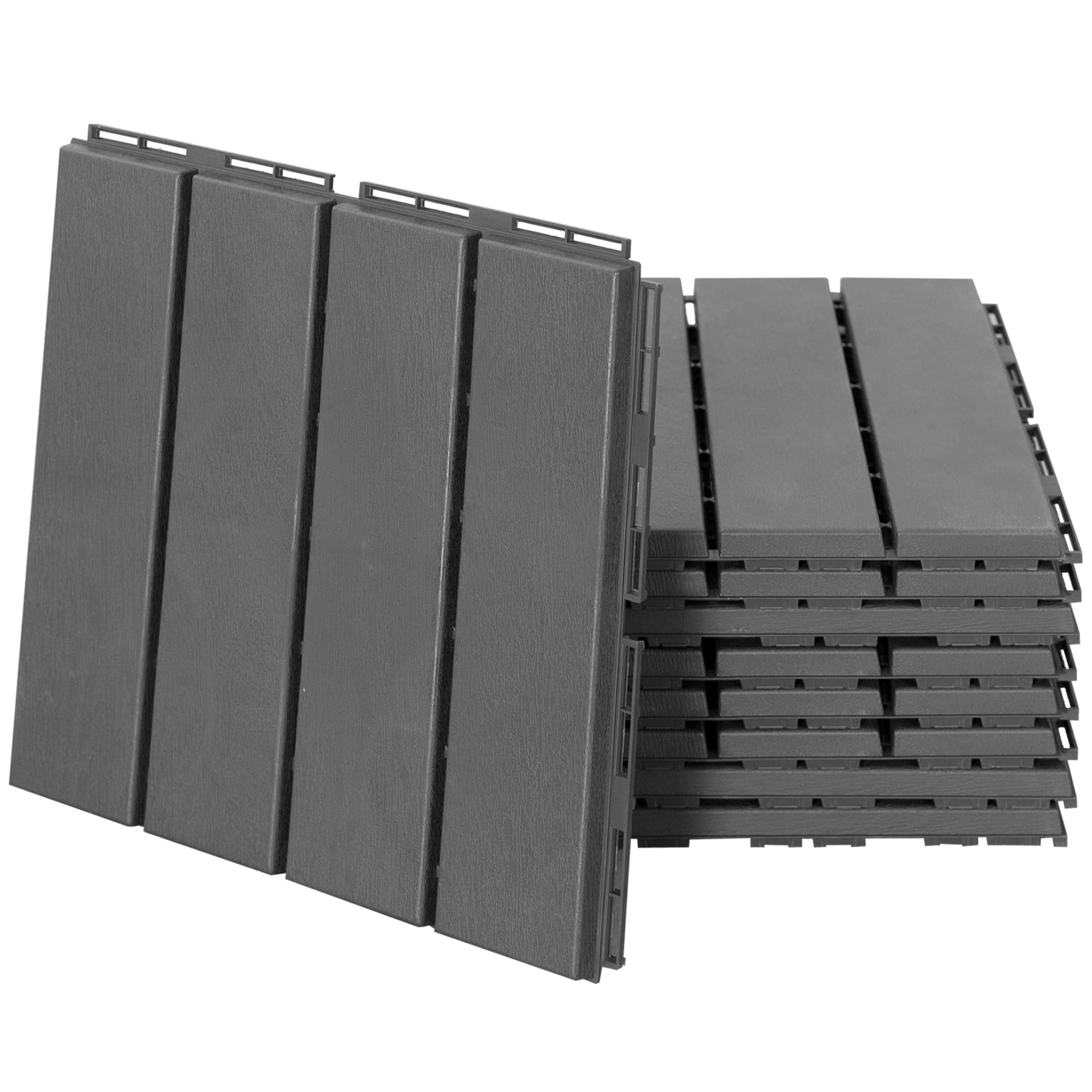 Outsunny set van 9 terrastegels balkon terras 30 x 30 cm tuin kliktegel vloertegel binnen buiten kunststof zwart