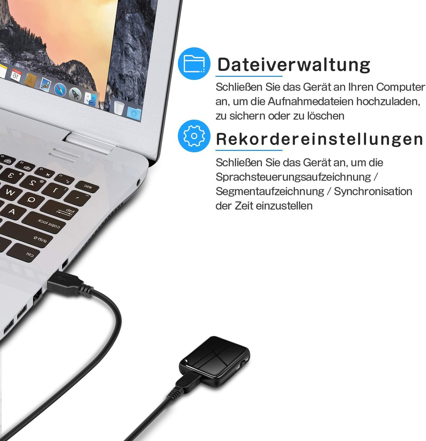 Mini Diktiergerät, TDW Mini Aufnahmegerät 16GB Diktiergerät mit Mikrofon Stimmenaktivierung Klein Abhörgerät Voice Recorder für Aufzeichnung Vorlesung Treffen Interview, Schwarz (16, GB)