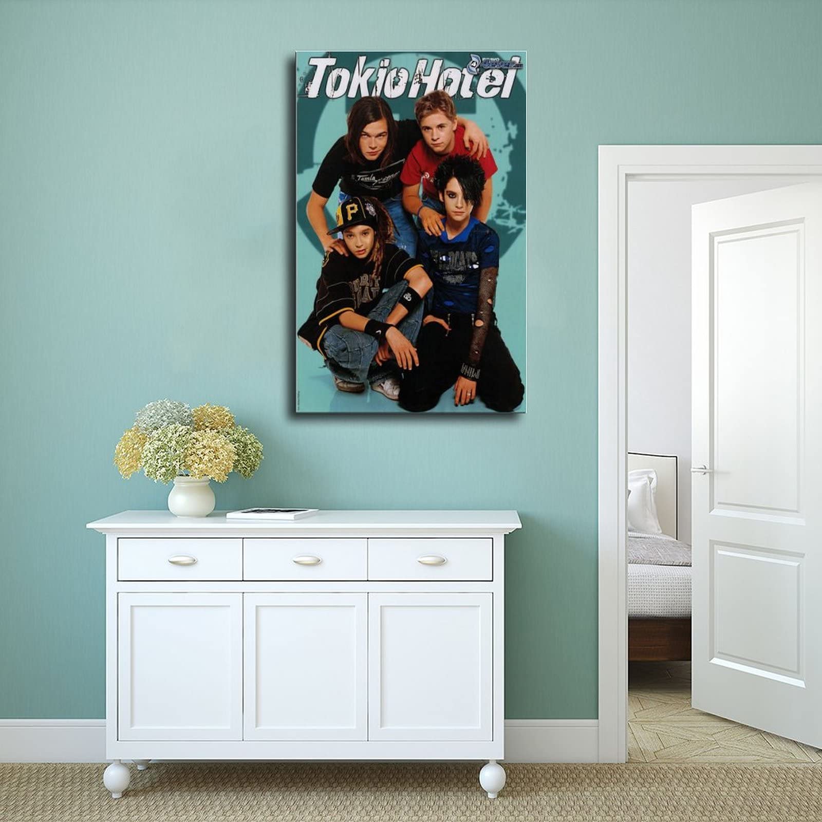 Tokio Hotel Zimmer 483 Album Signature Poster sur toile Décoration murale pour salon, chambre à coucher, décoration de style cadre, 60 x 90 cm