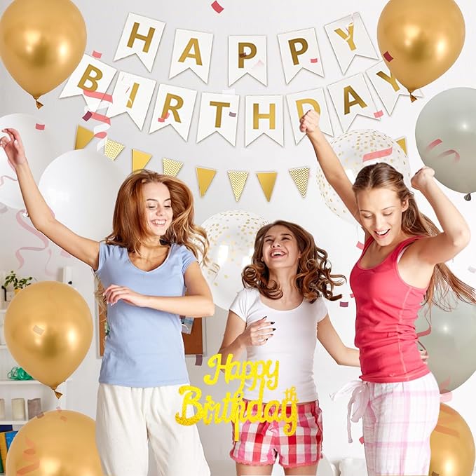 Kit Decoración Fiesta Oro Globos Cortina miniatura 5