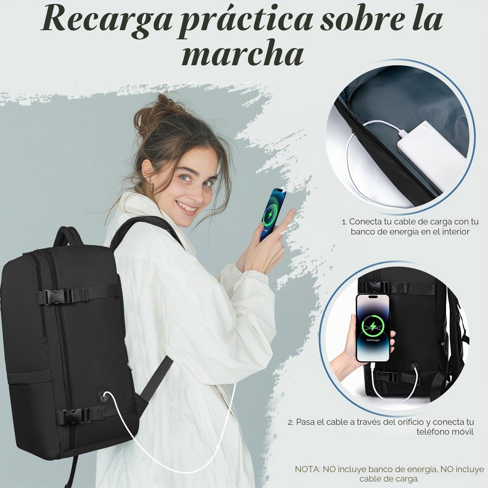 VMIKIV Mochila 40x30x20 para Ryanair 24L Mochila Viaje Cabina Avion 40x20x25 con Bolsillo Antirrobo Maleta 40x30x20 Equipaje de Mano Travel Backpack Hombre Mujer, Negro