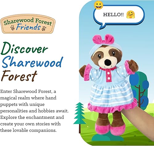 Vista 18 de Sharewood Forest Friends Freddy The Frog Hand Puppet - Animal de peluche para niños pequeños, niños, profesores, guardería y escuela, perfecto