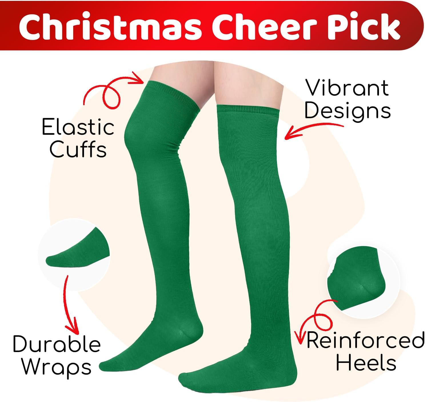 Christmas Thigh High Socks - Halloween Striped Knee High Socks for Women & Teen Girls 4 Pack - Image 5