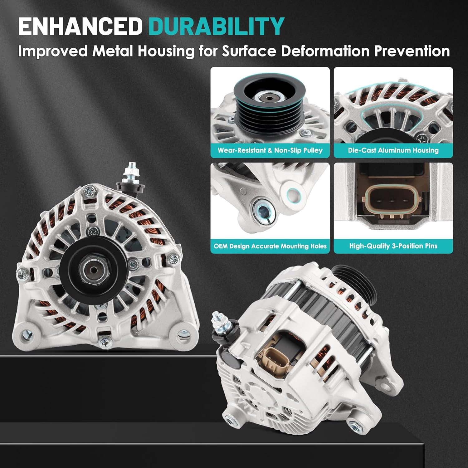 20288N Car Alternator Fit for Mazda CX-5 CX5 CX-3 MX-5 Miata, for Mazda 3, for Mazda 6, for Toyota Yaris iA, for Scion iA Automotive Replacement Alternators 100A PE0118300, PE01-18-300, 20288