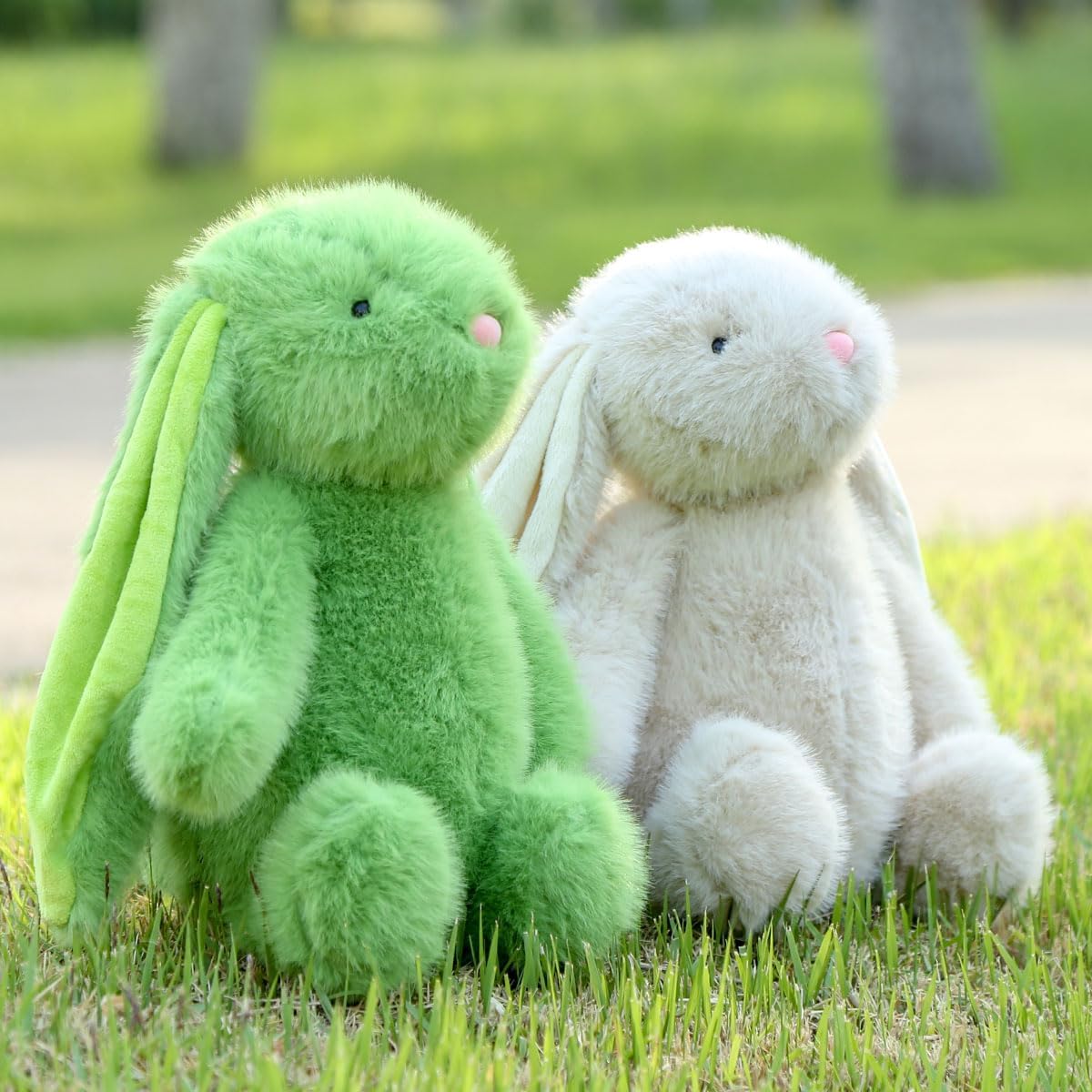 2Lbs Stuffed Animal Bunny, 16" Weighted Stuffed Animals Rabbit, Heatable and Coolable Plushies, White Pink Brown Green and Purple Available