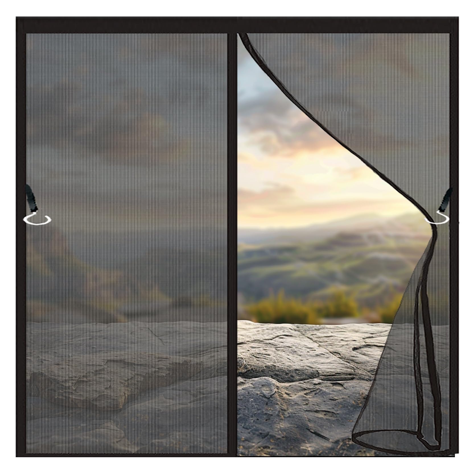 Fliegengitter Fenster ohne Bohren 150 x 237 cm Insect Stop Fliegengitter Fenster Magnet Langlebige mit Selbstklebendes Klettband Nicht Kürzbar, Schwarz