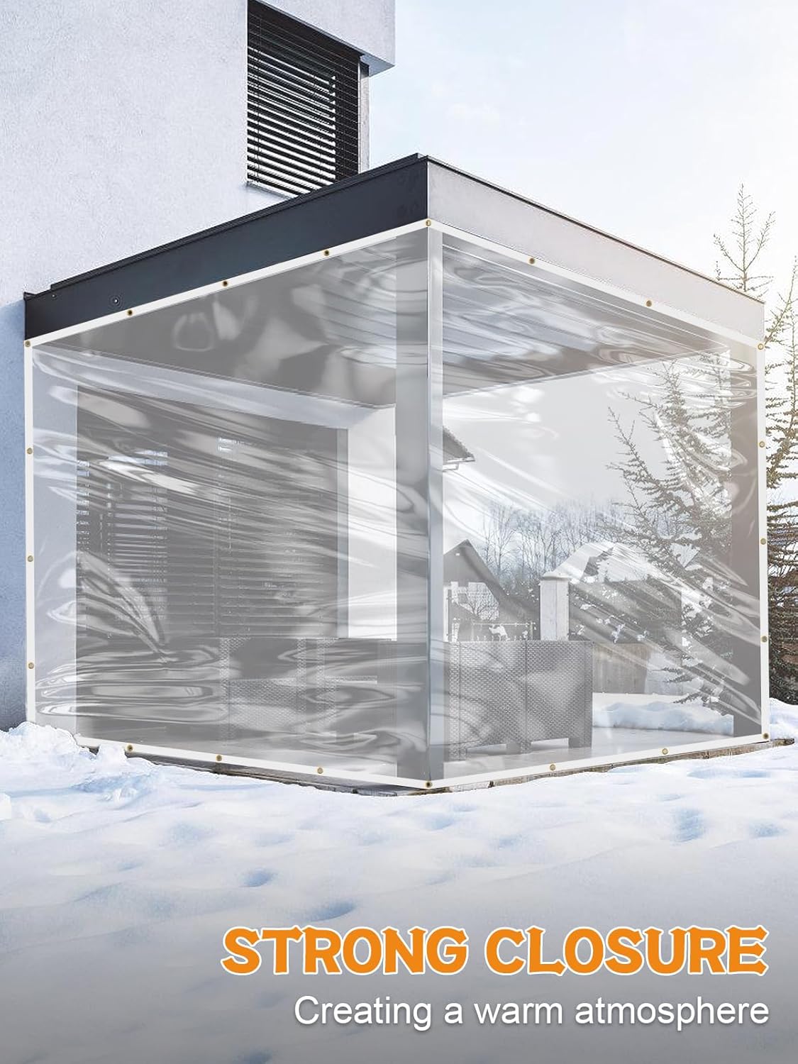 Aulock 6 x 13ft Ultra Clear Tarp Waterproof - Heavy-Duty Vinyl Plastic Tarpaulin with Grommets, Thicken Transparent PVC Windproof Patio Enclosure for Winter Chicken Coop Window Balcony