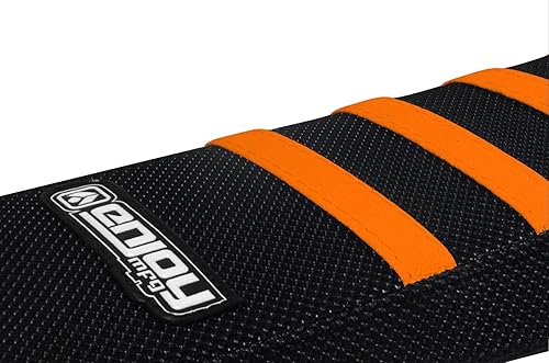 Miniatura 2 de Enjoy Mfg Funda de asiento compatible con KTM 2016-2023 SX65 SX 65  All BlackOrange Ribs #148