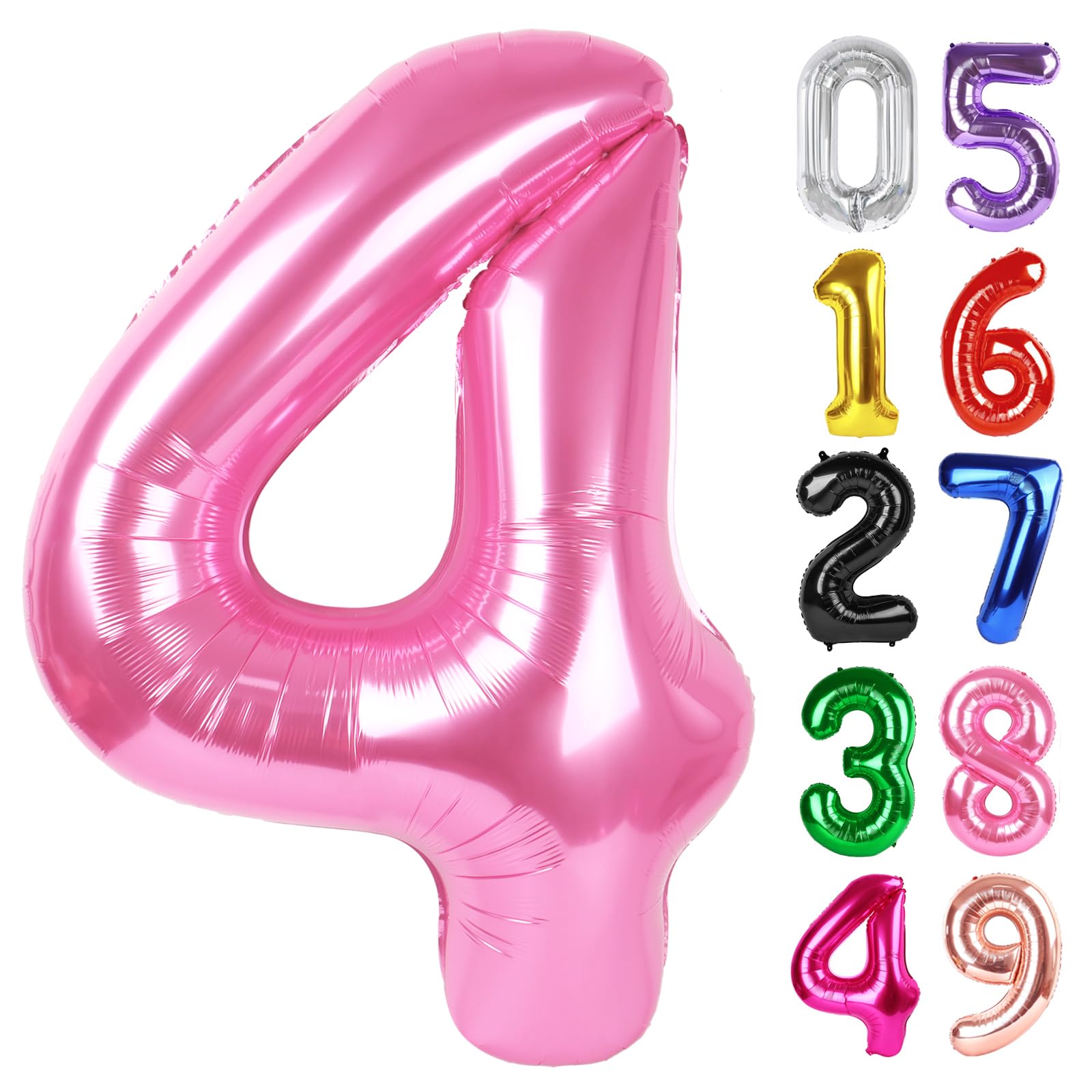 Pink Number 4 Balloon 40 Inch, 4th Birthday Party Decorations Men Women