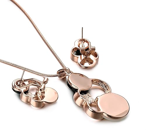 Miniatura 6 de Yoursfs White and Black Shell Pendant Necklace and Earrings Sets for Women 18K Rose Gold Plated Fashion Costume Jewellery Set for Wedding Dinner