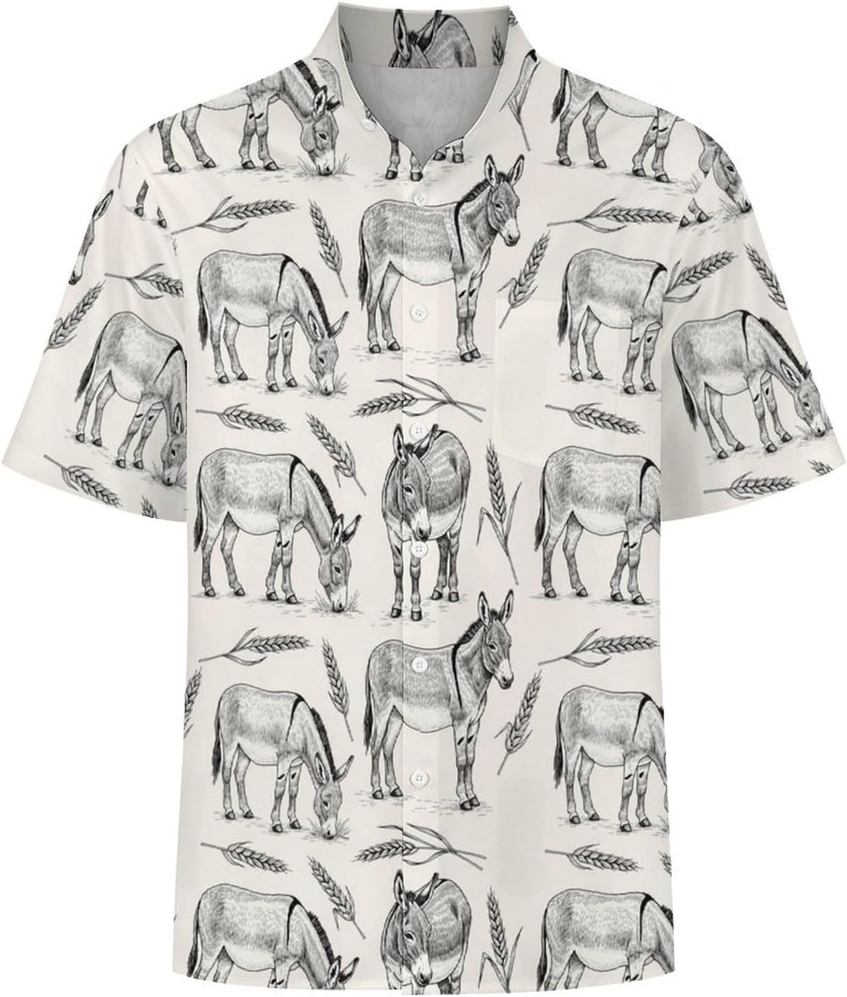 Button Down Shirts for Men Casual Short Sleeve Stand Up Collar Shirts Summer Beach Tops