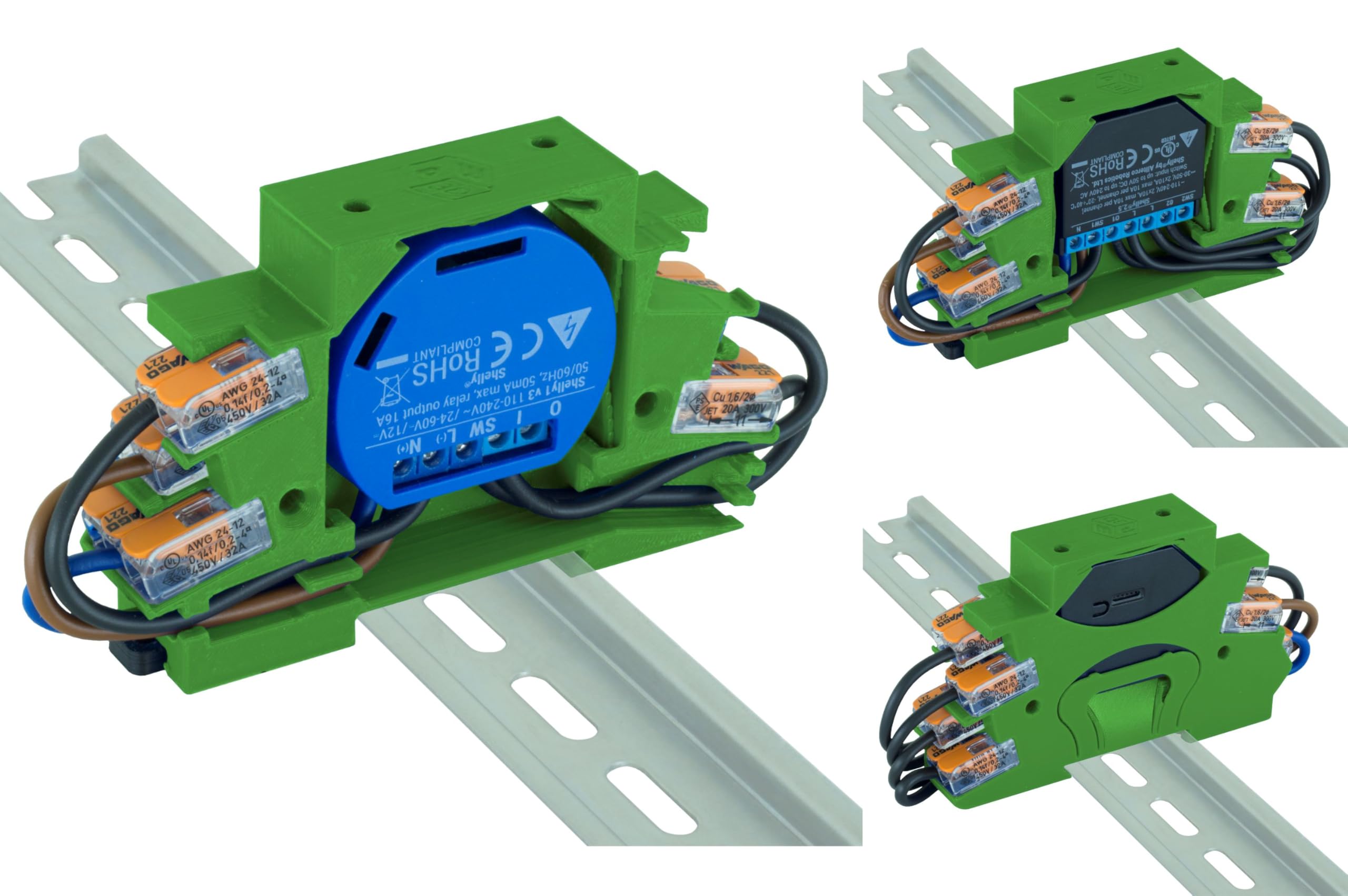 Print Worth 3D Hutschienen-/Wandhalter Allstar W – Für Alle Shelly Aktoren & Viele Mehr, 1 TE, PETG, B1, In 8 Farben, Made In Germany
