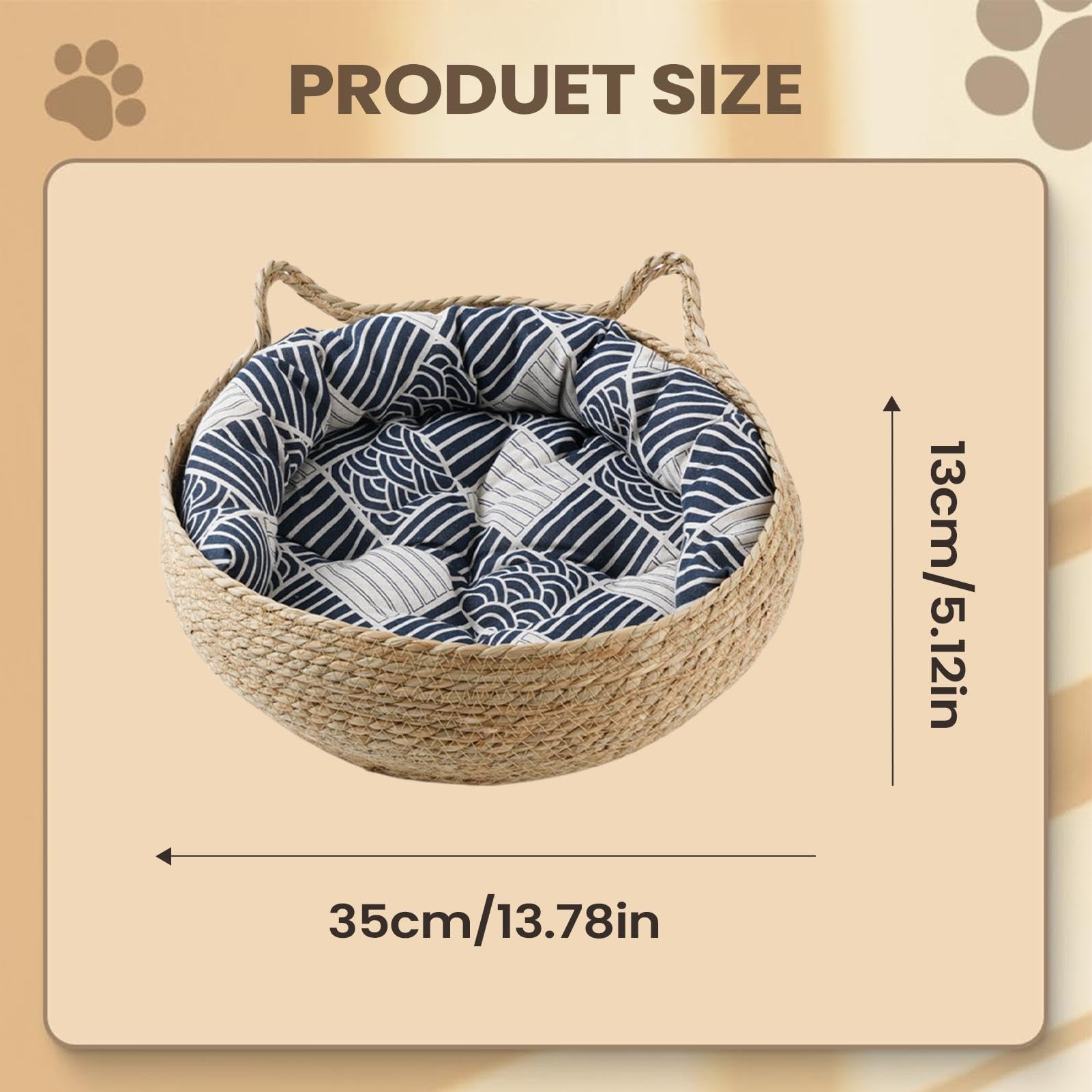 Tumbona tejida artesanalmente - Cuna lavable, higiénica y aireada, orgánica, estructura de cama para mascotas de bastón, módulo de descanso cómodo | Habitación Balcón Patio San