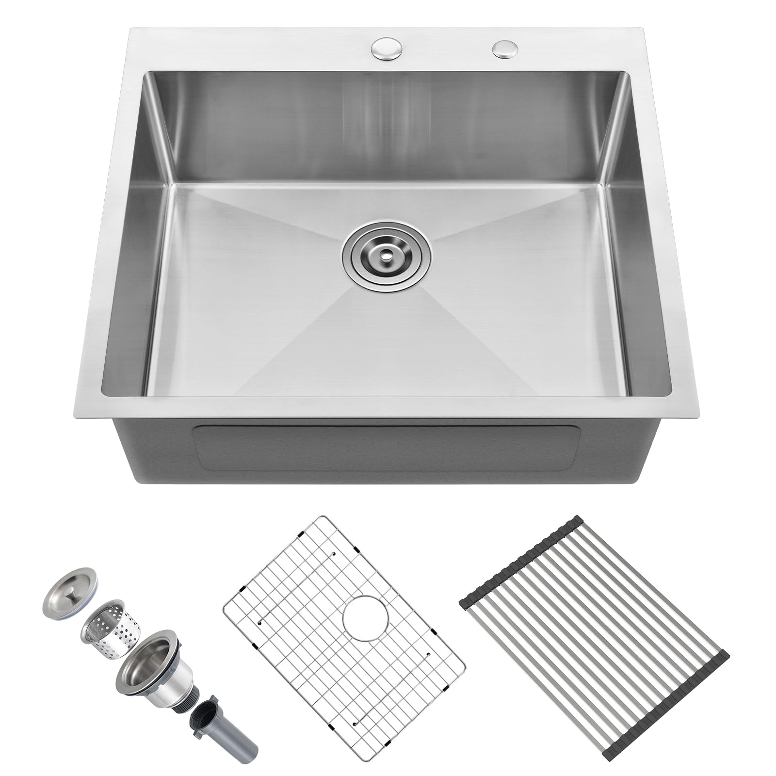 Photo 1 of **SEE NOTES*
Aschael 25 Inch Drop In Kitchen Sink, 25x22x10 Inch Top Mount Kitchen Sink 16 Gauge Stainless Steel Sink 10'' Deep Single Bowl Kitchen Sink with Accessories, Stainless Steel