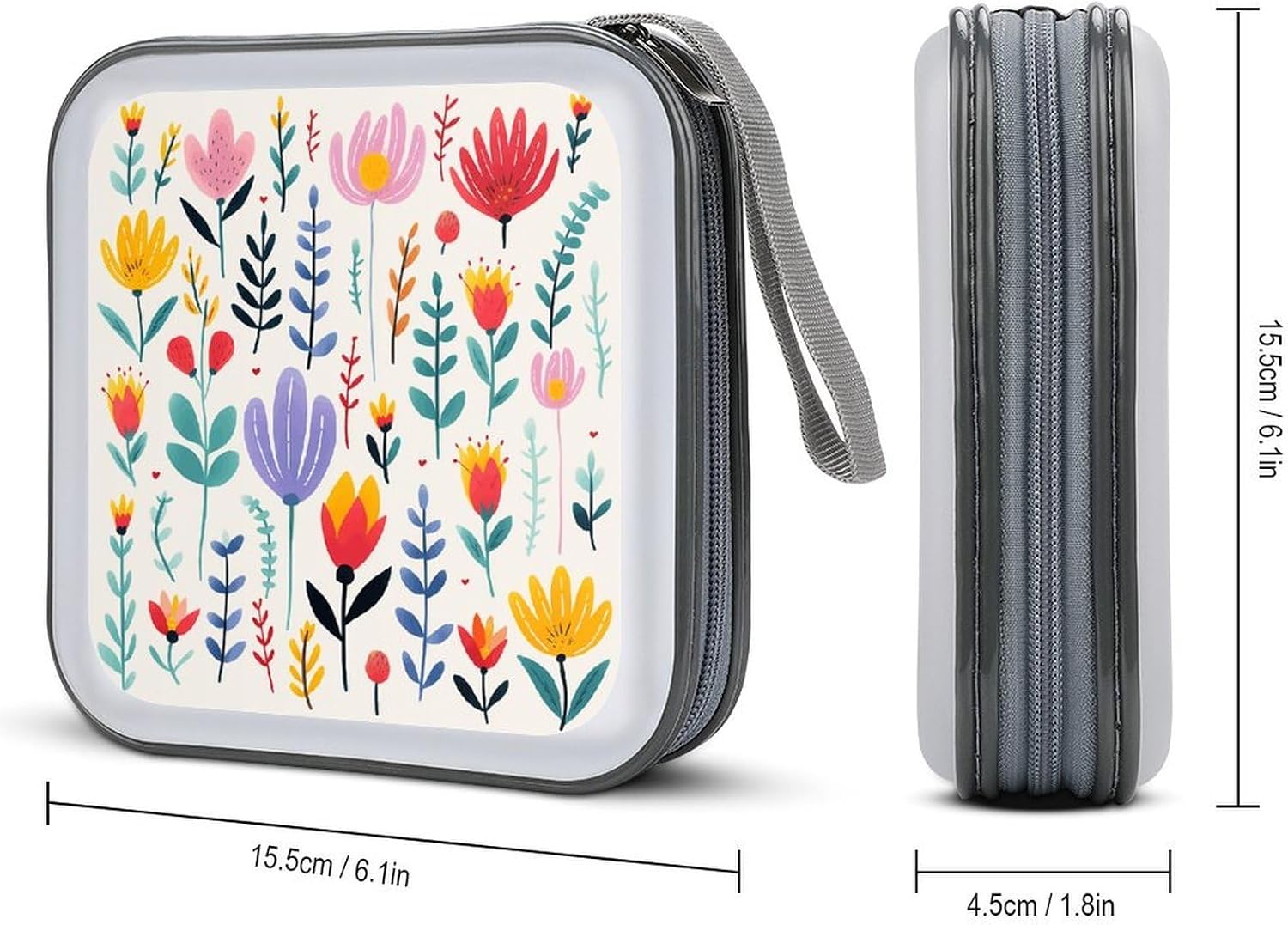 CD Case 40 Capacity CD DVD Case Wallet Holder Whimsical Doodles Portable Storage Binder for Office Home Travel Car image 2