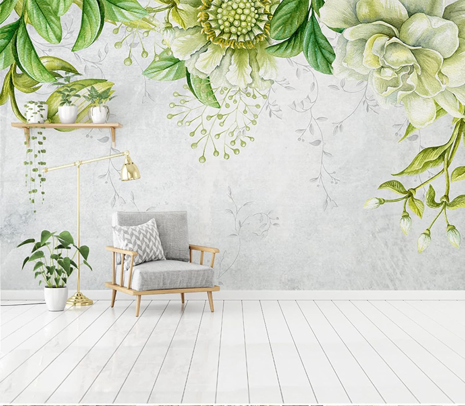 Papier peint mural 3D fleurs et plantes 416x254cm pour chambre enfant
