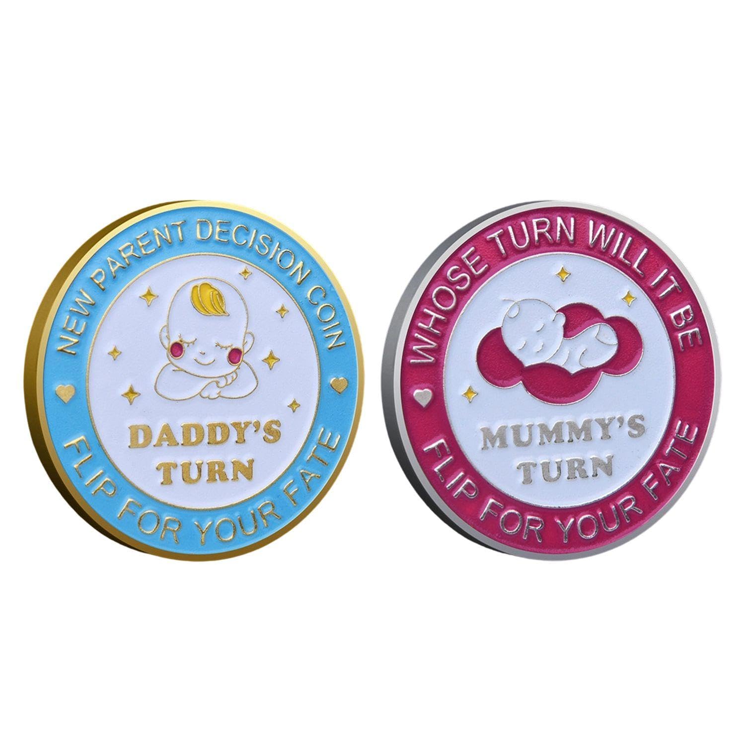 EOWVISN 2 Parent Decision Coins, Metal Commemorative Badges, Fun Pregnancy Gifts, Suitable For Daily Decision-Making Of Newborn Parents.