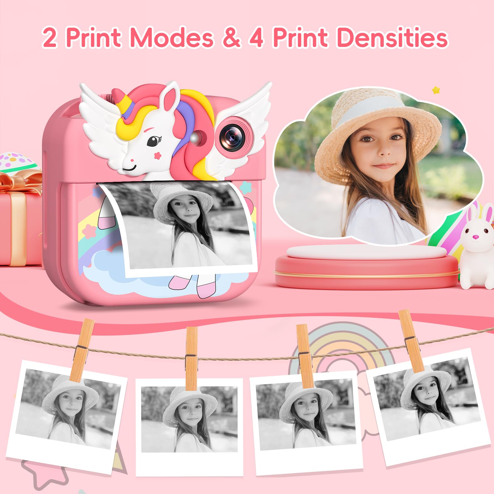 Gofunly Macchina Fotografica Bambini Istantanea, 2.4 Pollici Fotocamera Istantanea Bambini con 32GB Scheda, 12MP/1080P Fotocamera per Bambino, Regalo di Compleanno per Bambini dai 3-12 Anni